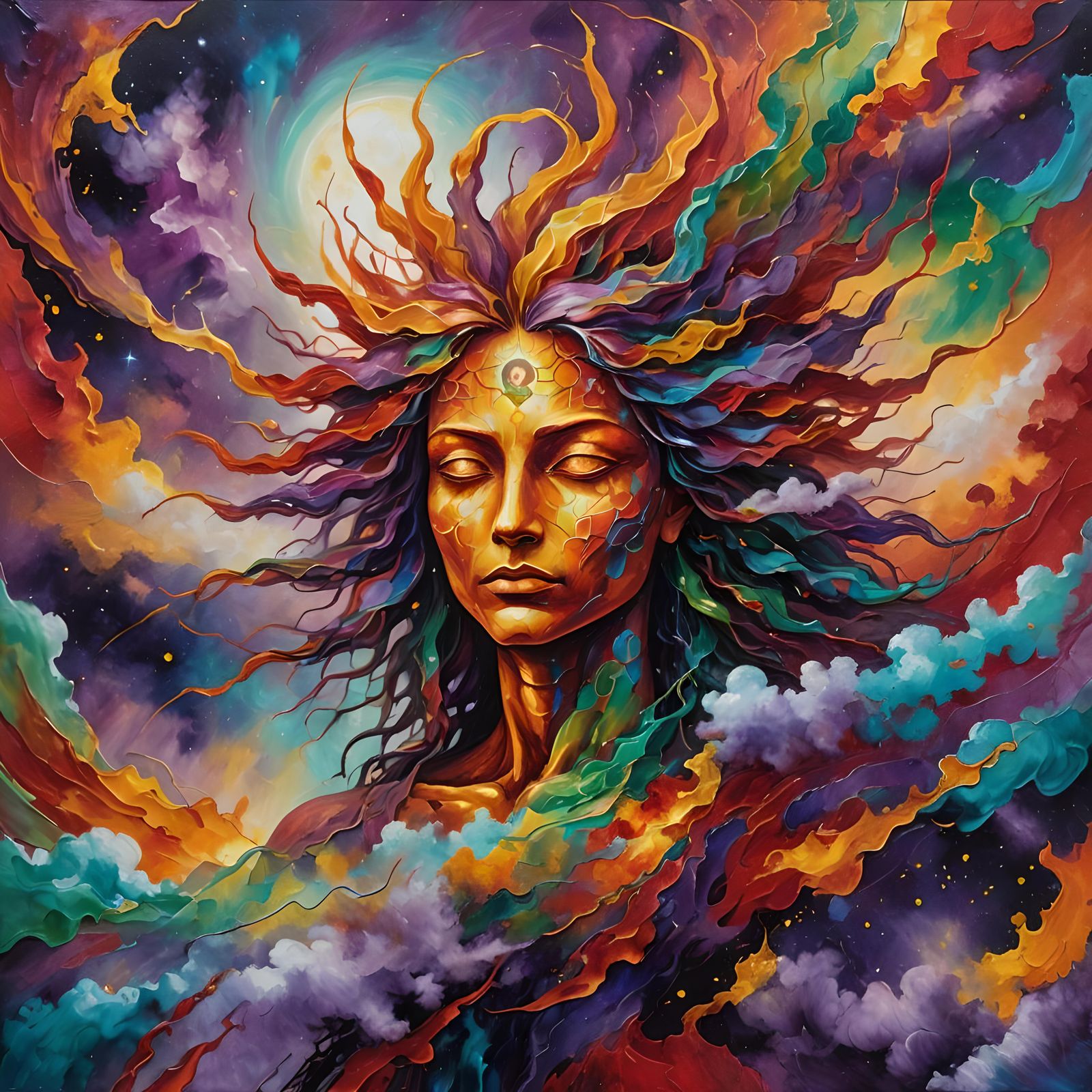 Cosmic Grunge: Holographic Illustration in Mixed Media