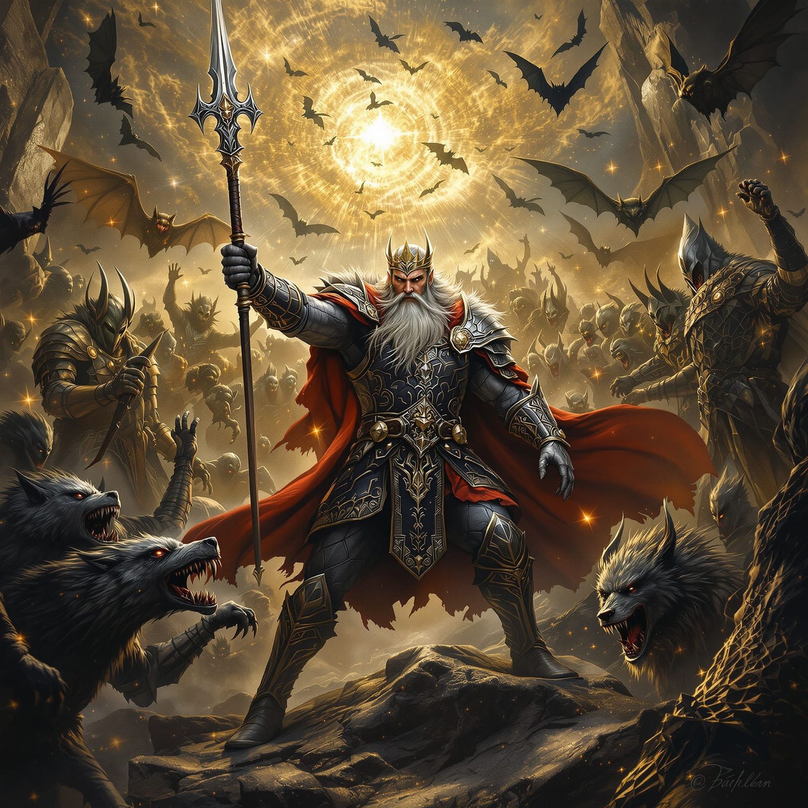 Thorin Battles Goblins in a Dark Fantasy Dreamscape