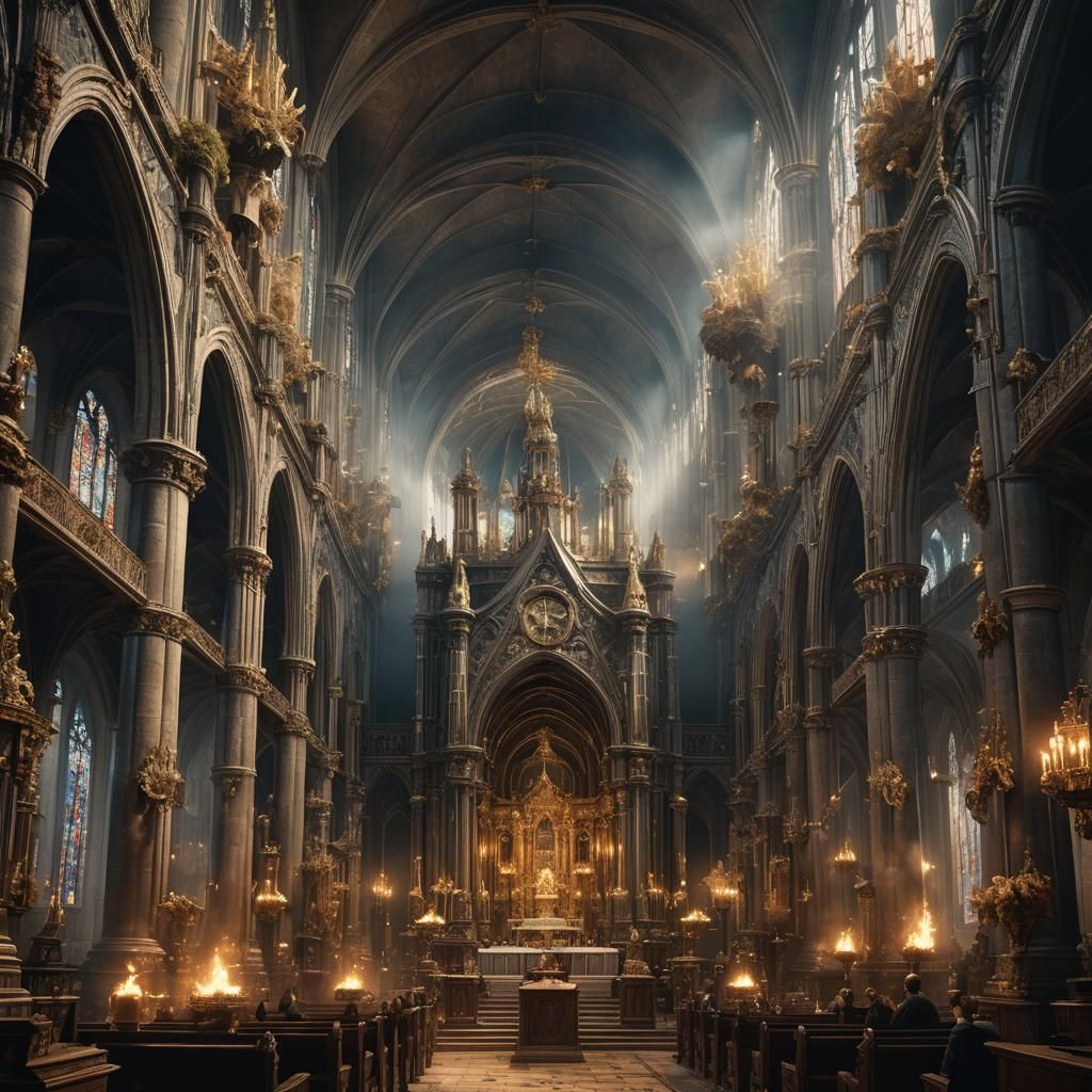 Incense Smoke in Church: Digital Matte Painting