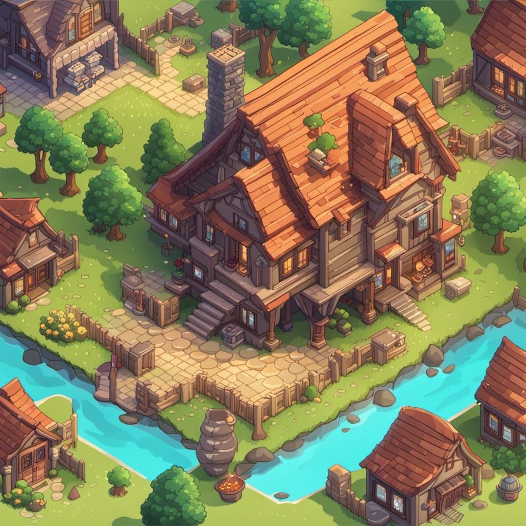 Isometric RPG House in Cartoony Fantasy Style