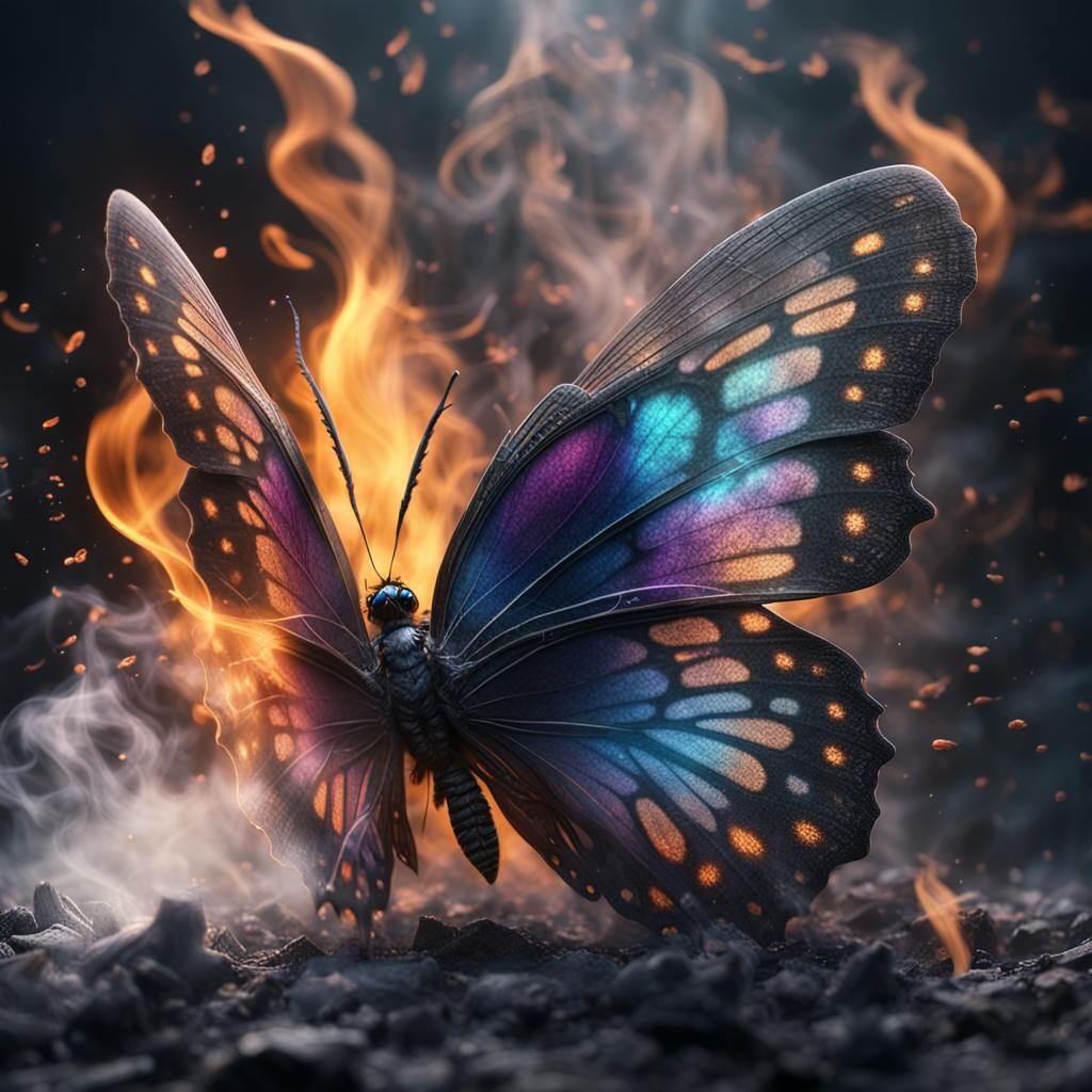 Smokey Butterfly: Detailed Fantasy Art