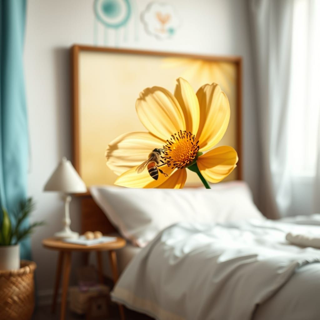 A Young Girl's Bedroom with Whimsical Wall Art