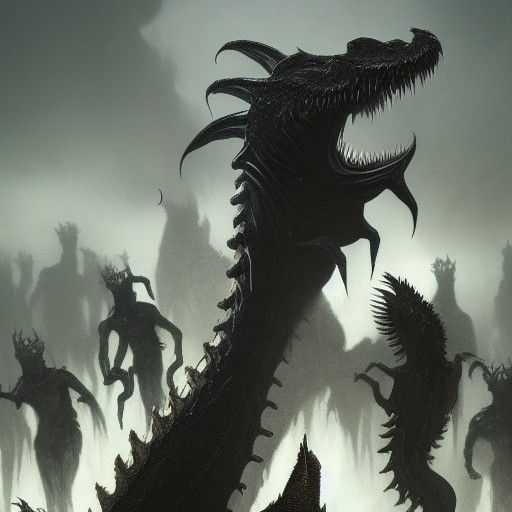 Basilisk and Macabre Ritual in Dark Fantasy Style