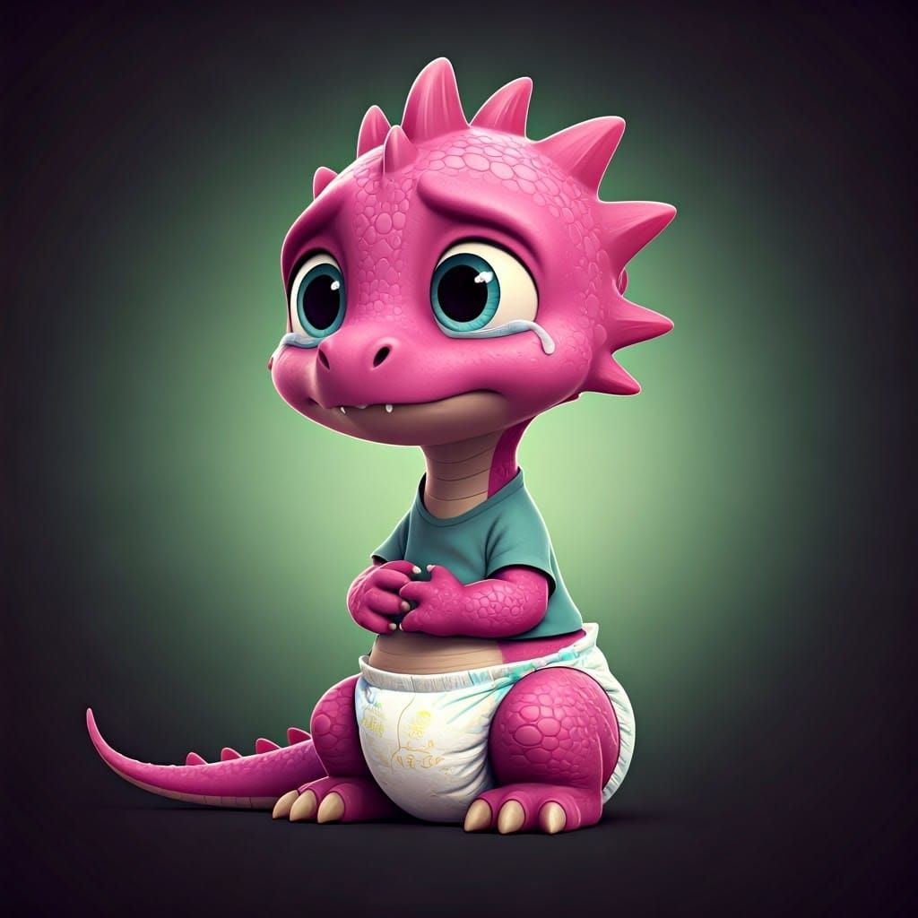 Magenta Dragon Cries in a Vibrant Cyberpunk Landscape