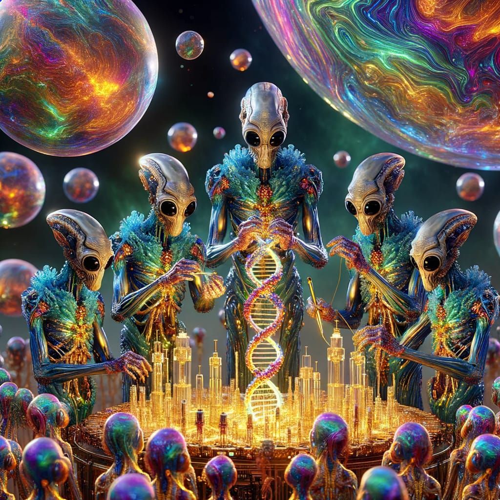 Alien Geneticists Building Double Helix on Alien Planet