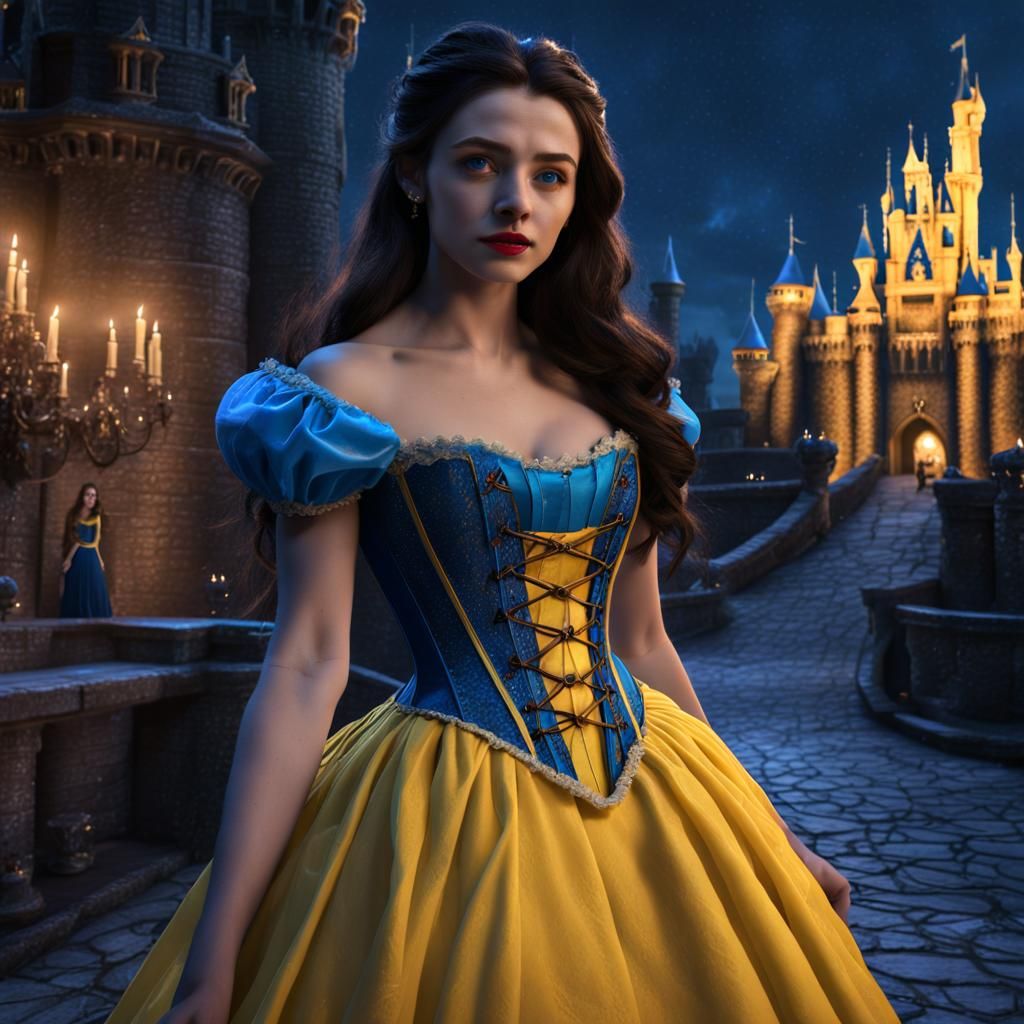 Gothic Fairytale Belle in Beast's Castle: Digital Painting