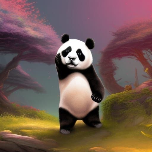 Cute Panda in Detailed Fantasy Concept Art