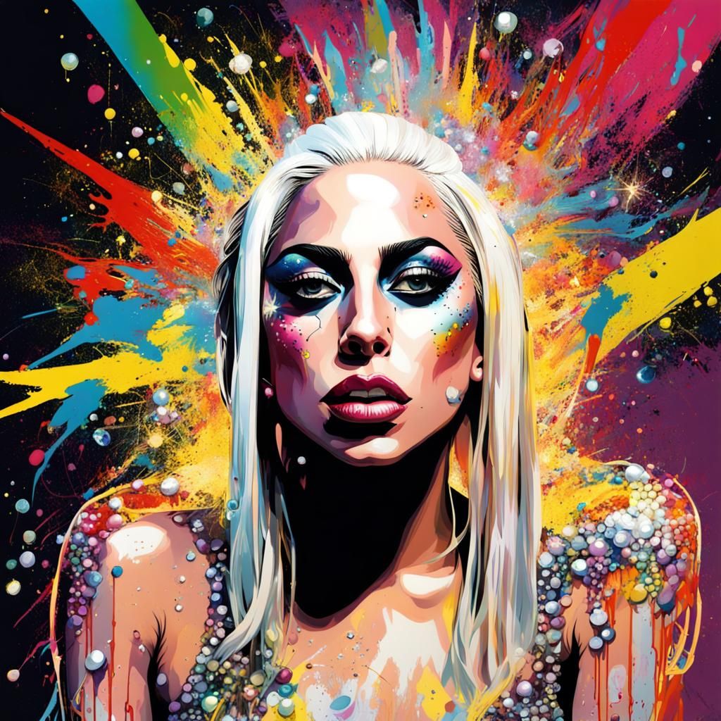 Lady Gaga Sparkle Dress Graffiti Art