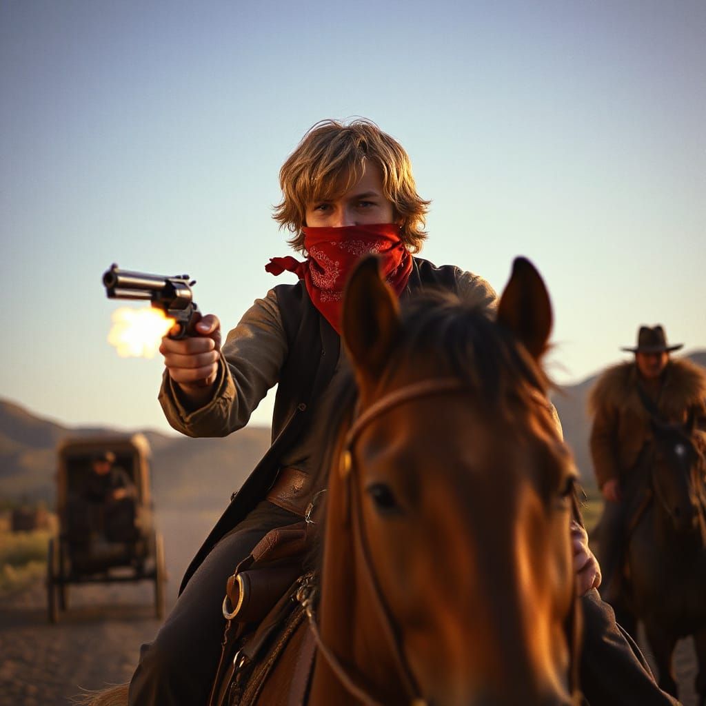 Billy the Kid in Wild West Shootout Cinematic Style