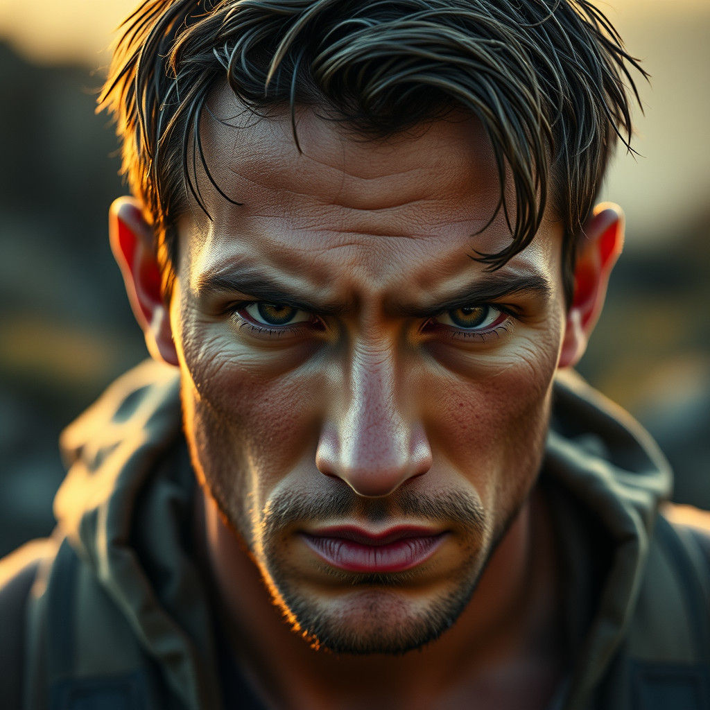 Intense Hiker Portrait in Golden Hour Light