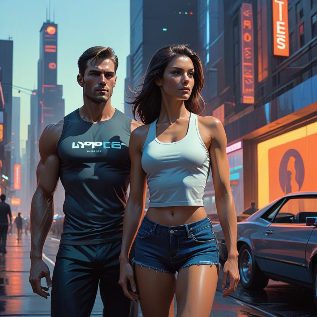 Confident Female Powerhouses Stand Together in Futuristic Ur...