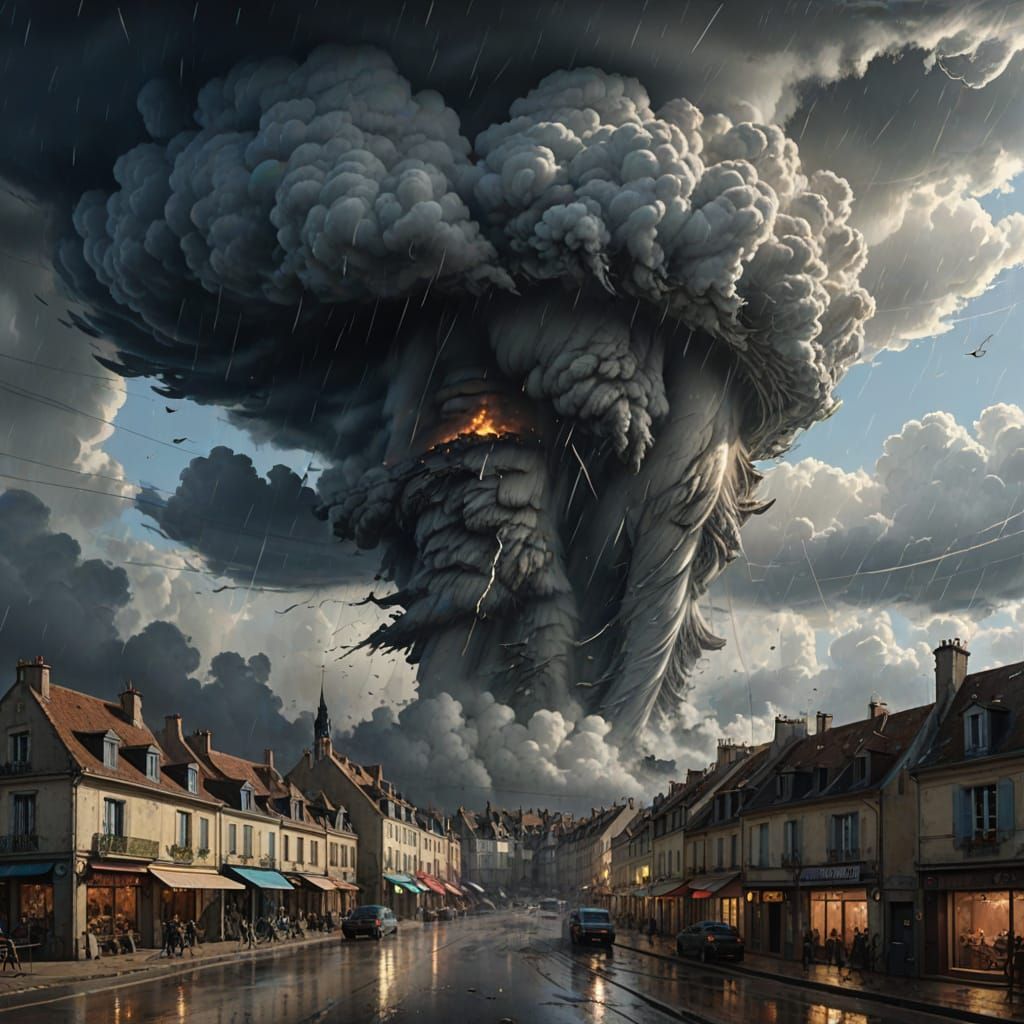 Tornado in Auxerre: Watercolor Concept Art