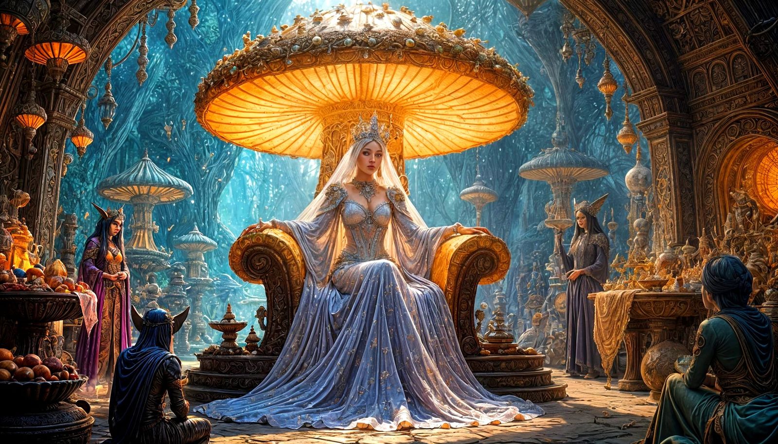 Ethereal Queen Presiding Over Intergalactic Bazaar