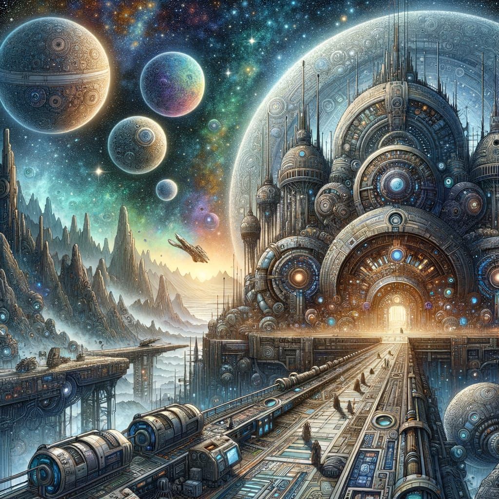 Surreal Space Odyssey in Vibrant Colors