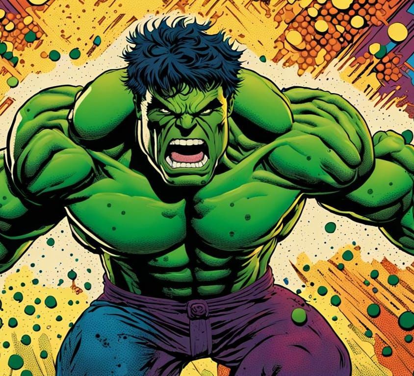Conceptual Pointillism. Pop Art - The Hulk transforming via ...