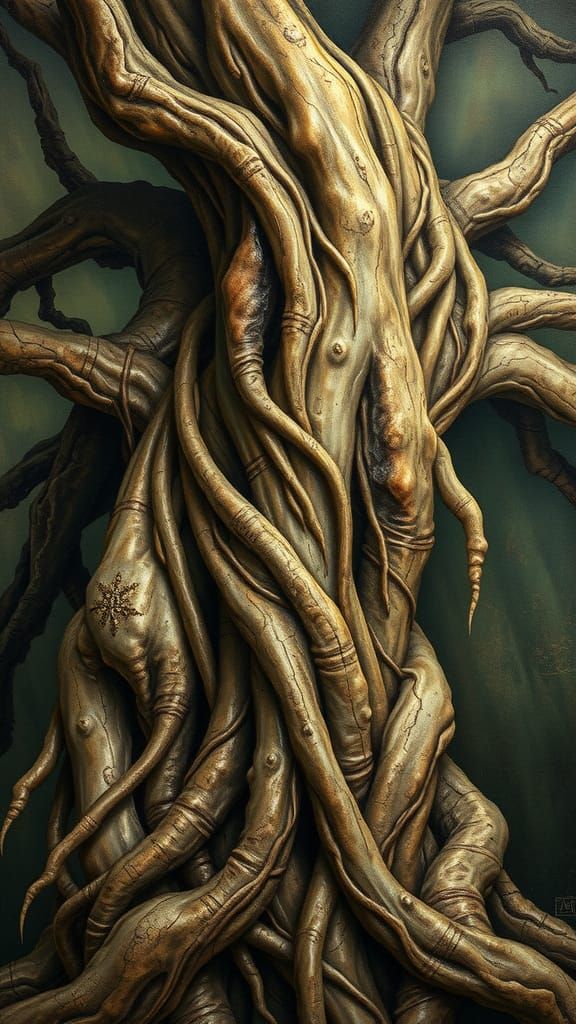 Malevolent Millennium Tree in Encaustic Style