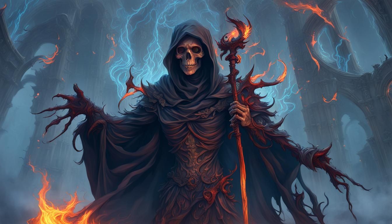 Grim Reaper in Hell: Dark Fantasy Art