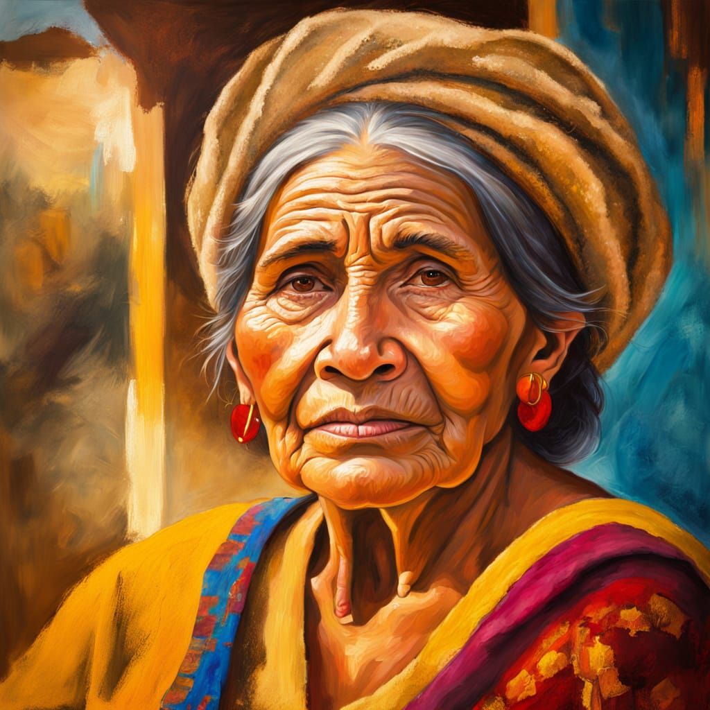 Colombian Woman Portrait in Oil Painting Style
