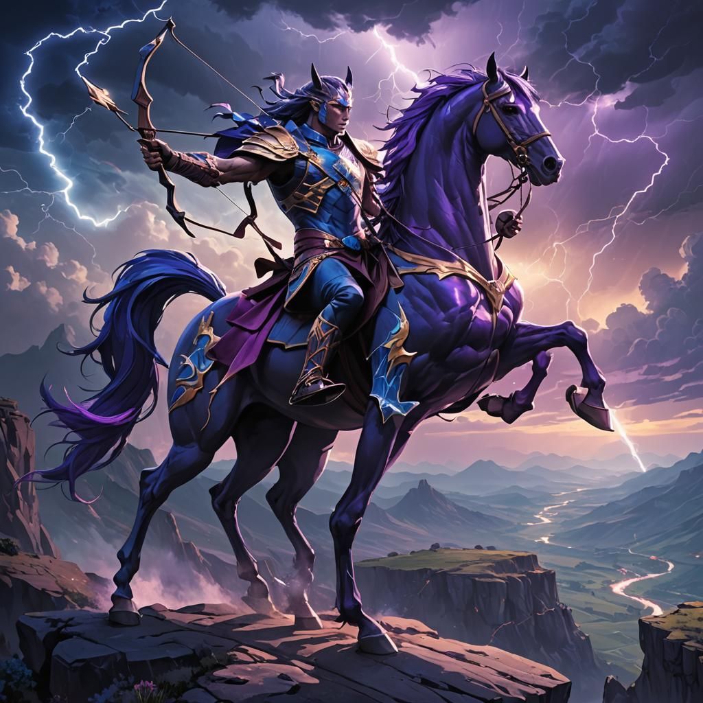 Mythic Equine Archon in Vibrant Anime Style