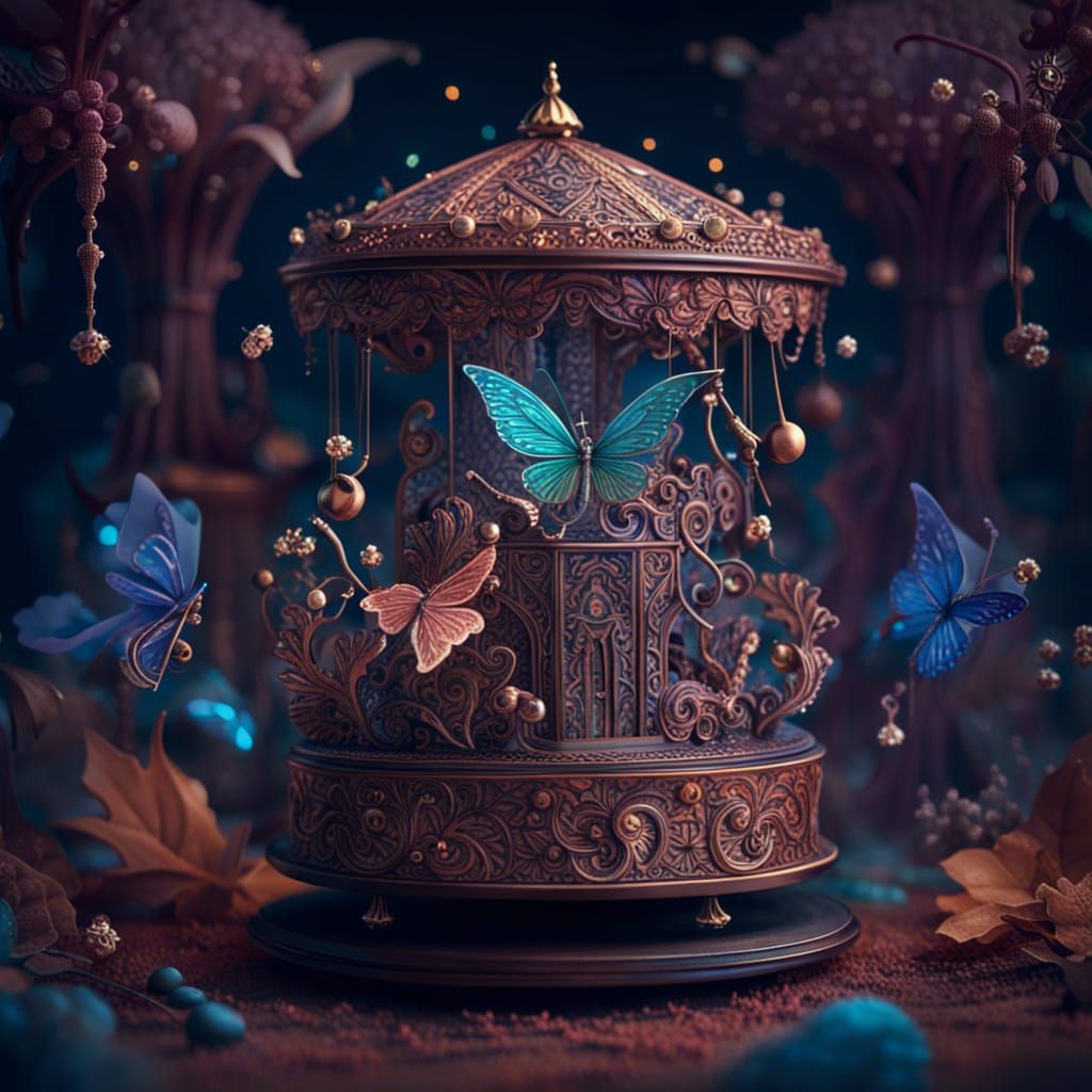 Intricate Music Box with Dancing Fairy