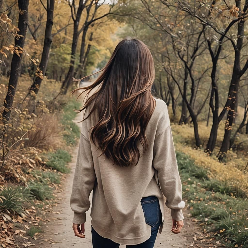 Girl with Long Brown Hair Embracing a Boy