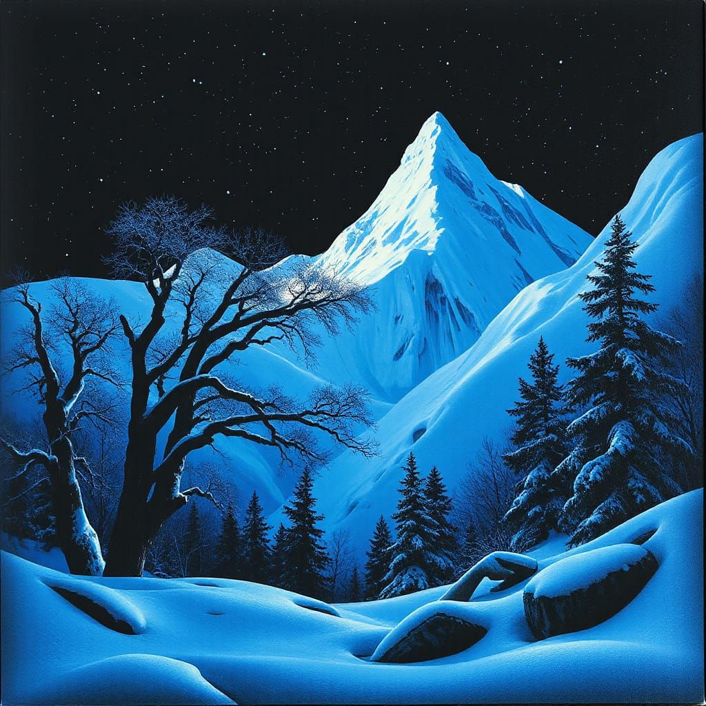 Dreamlike Abstract in Blue and Black