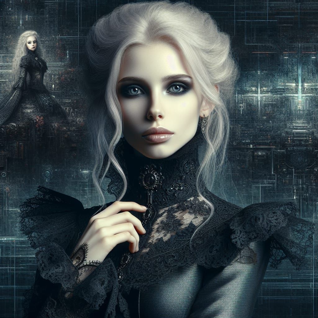 Portret van een prachtige bleke gothic jonkvrouw.