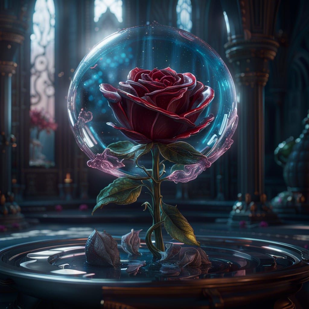 Fantastical Glass Rose in Detailed Matte Painting
