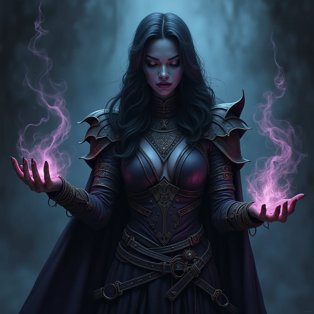 Dark Drow Sorceress Unleashes Shadowy Magic