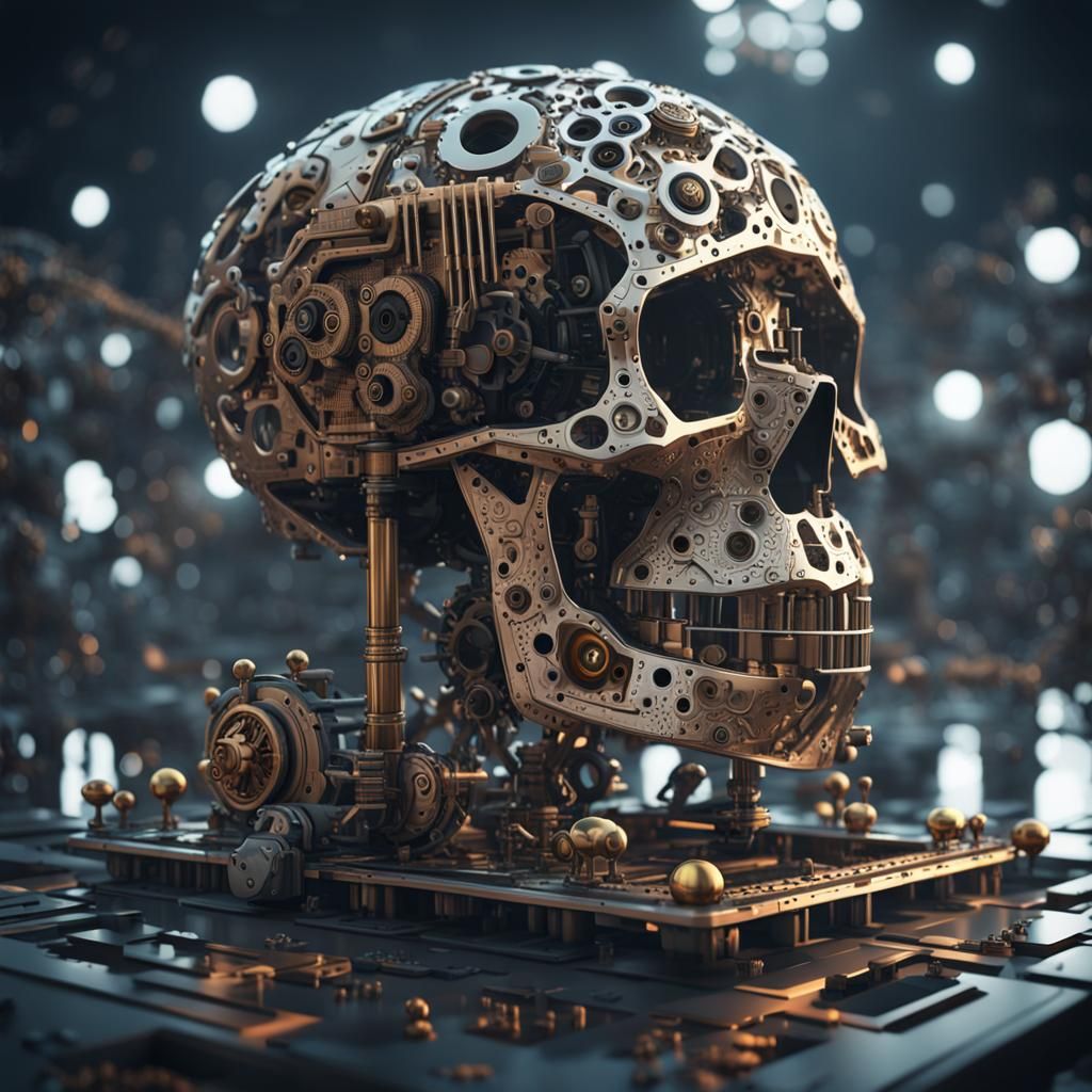 Futuristic Skeleton Key with Intricate Mech Details