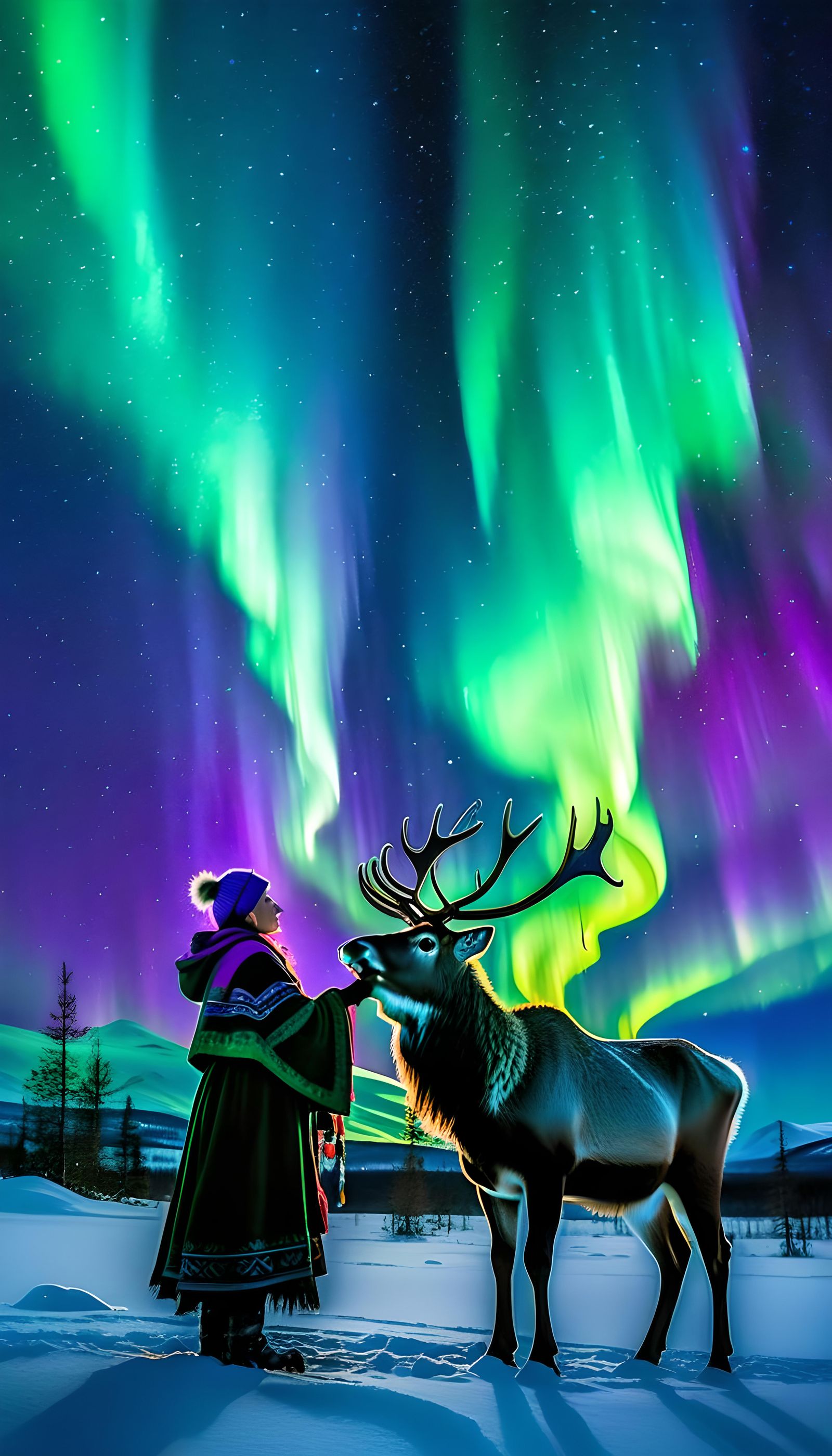 Aurora Borealis over Lapland in Alcohol Ink Style