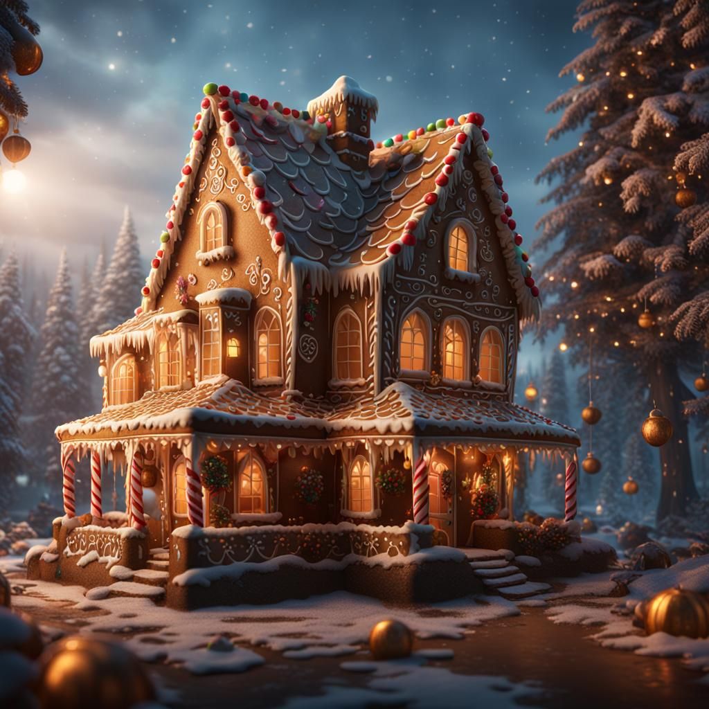 Fantastical Gingerbread House: Detailed Matte Painting