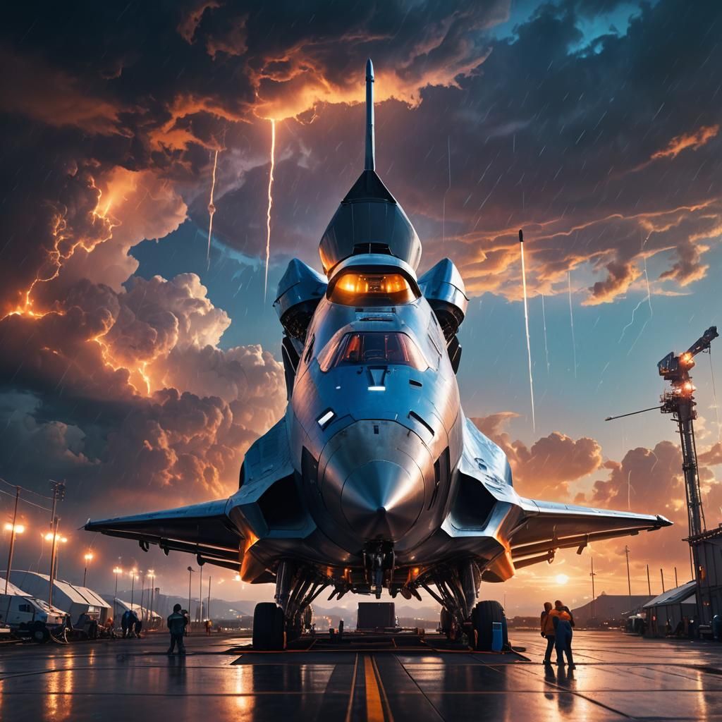 SpaceX Starship Launch Amidst Stormy Sunset