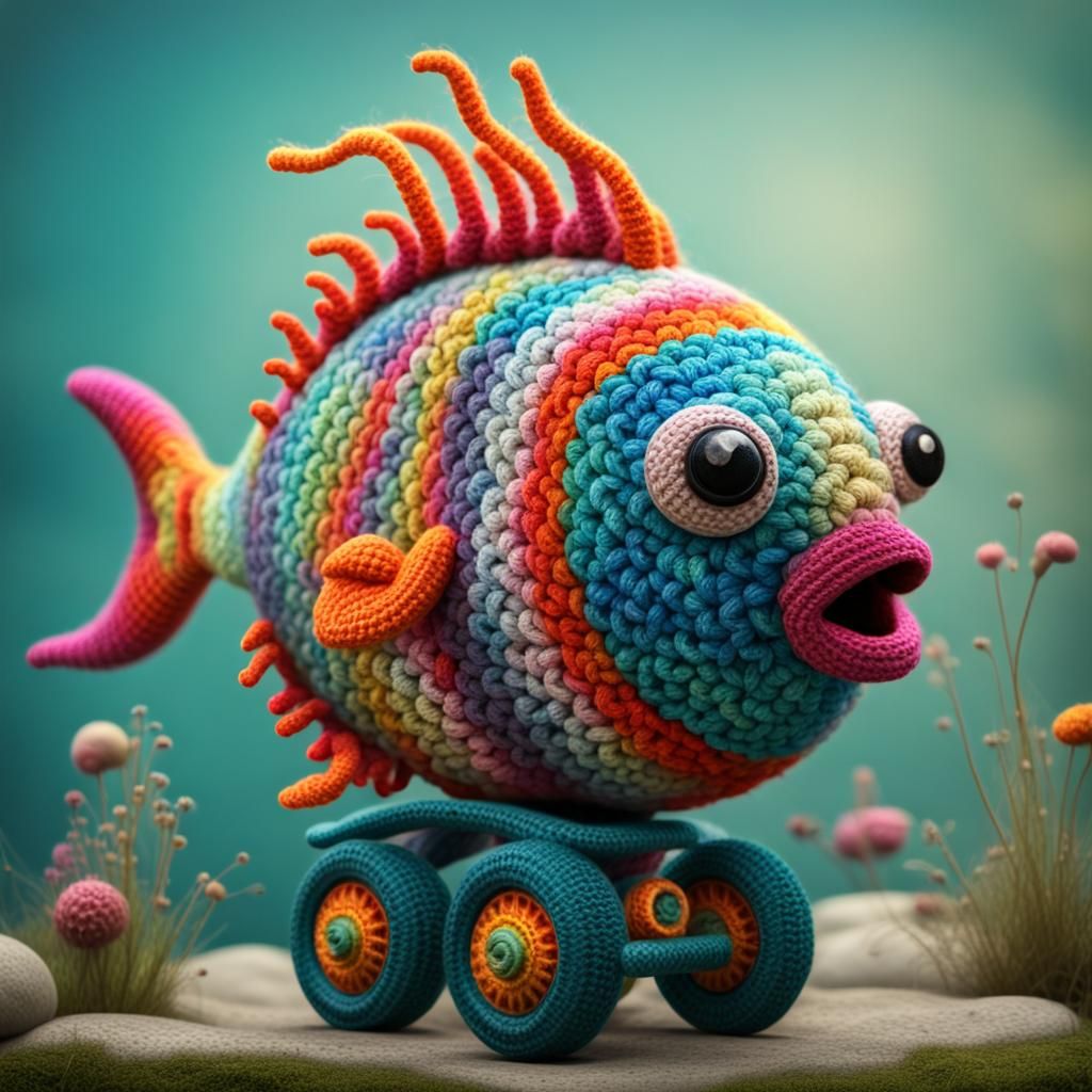 Amigurumi fish with wheels