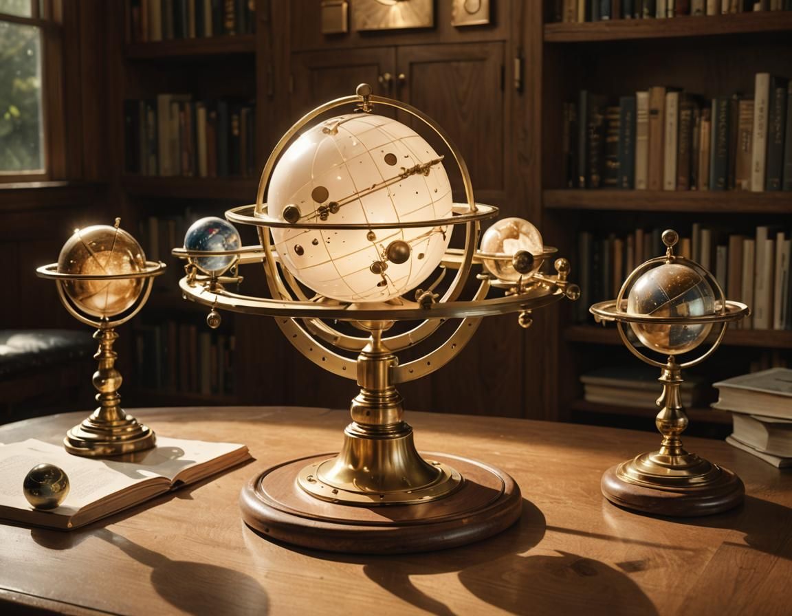 Orrery Concept Art with Planets and Golden Light