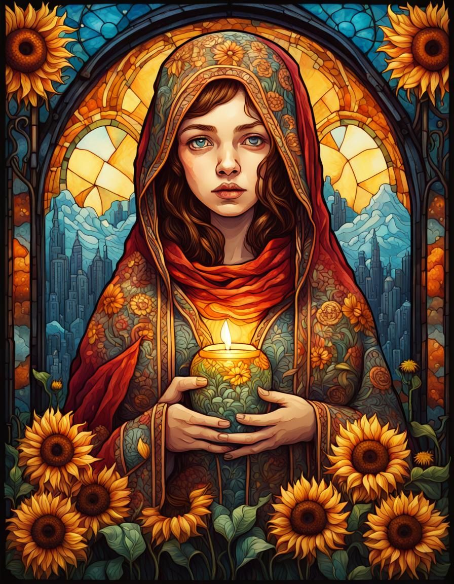 Stained Glass Matryoshka Doll in Hyperdetailed Style