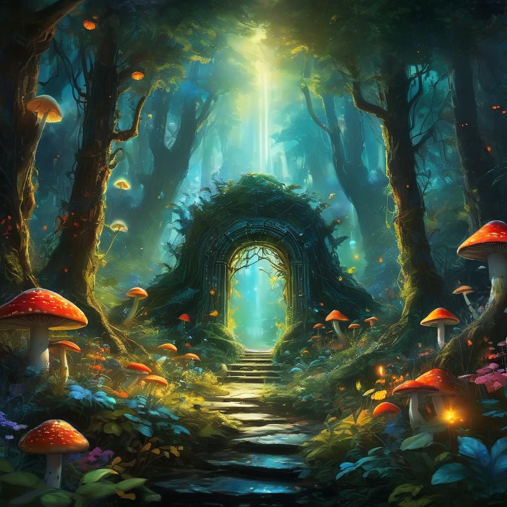 Mystical Portal in Lush Forest Concept Art