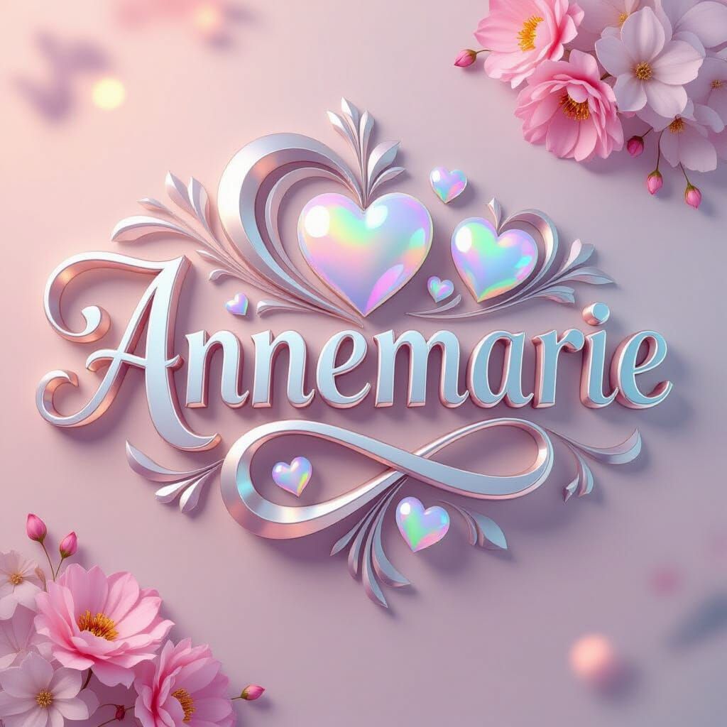 Annemarie in Elegant 3D Silver Font with Hearts