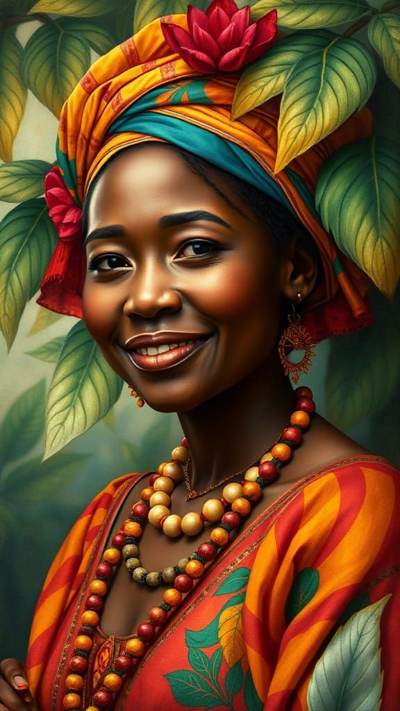 African American Female Figure in Renaissance-Inspired Tropi...