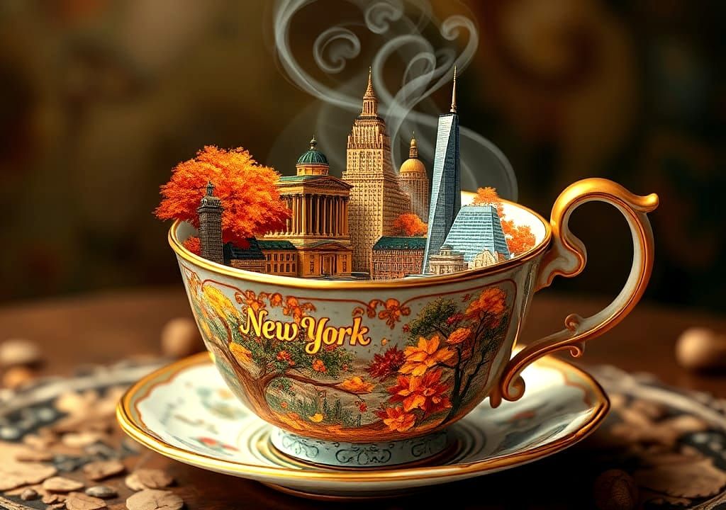 New York in a Teacup: A Mosaic Mixed Media Scene