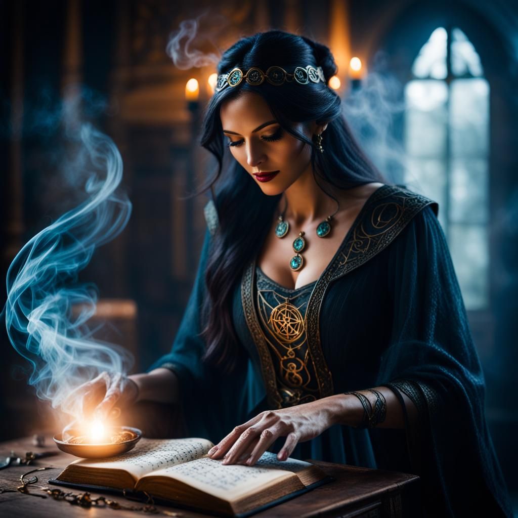 Enchanting Sorceress with Swirling Magical Energies