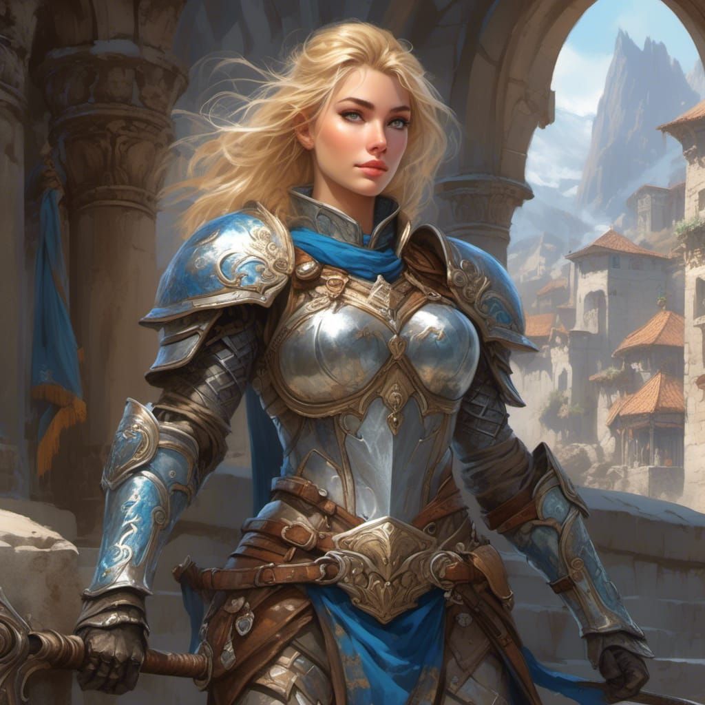 Handsome Half-Elf Guard Captain in Silver Armor