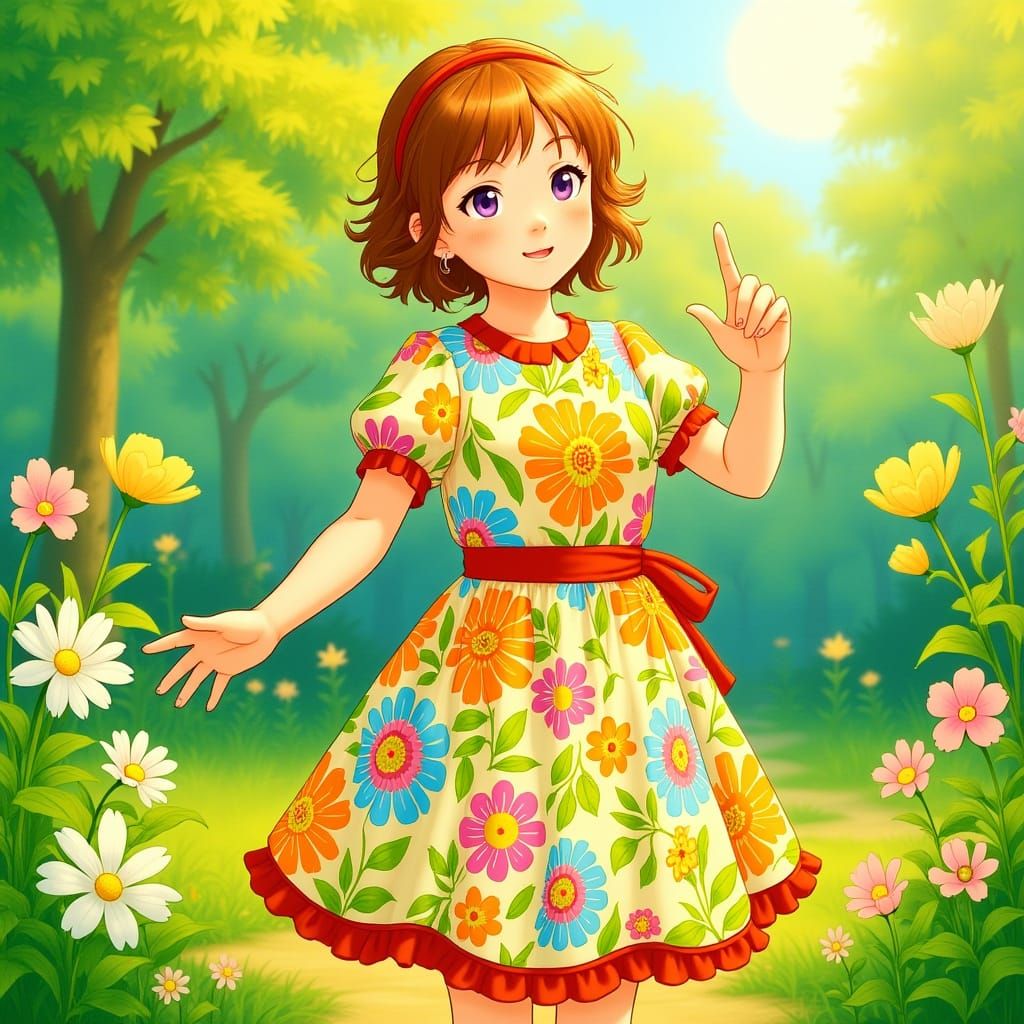 Girl in Garden: Digital Art Inspired by Loish