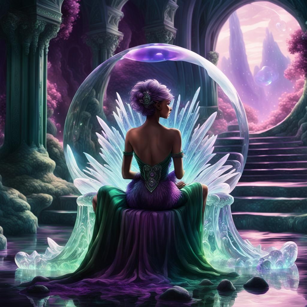 Woman on Crystal Throne: Fantasy Concept Art