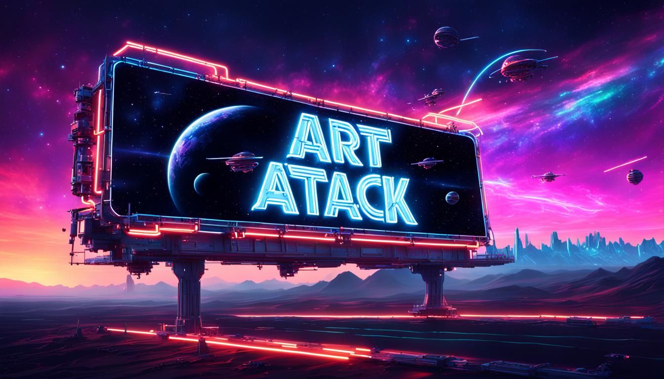 Neon Billboard in Sci-Fi Galactic Star Wars Style