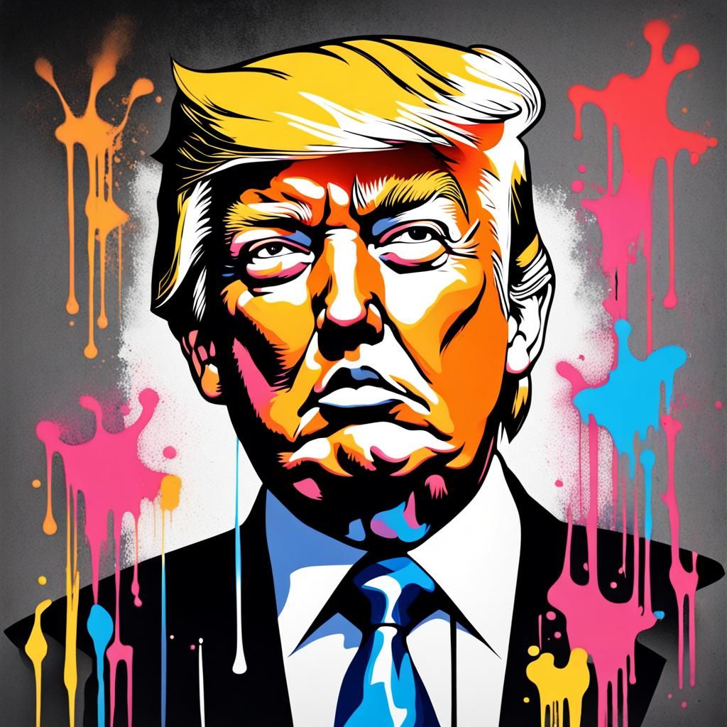 Graffiti Style Portrait with Polychromatic Colors