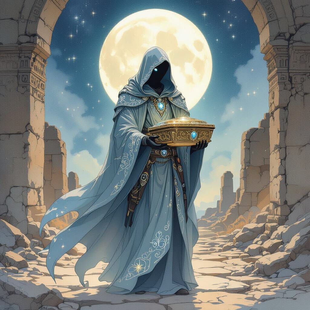 Ethereal Jedi Knight Levitation Scene in Watercolor Style