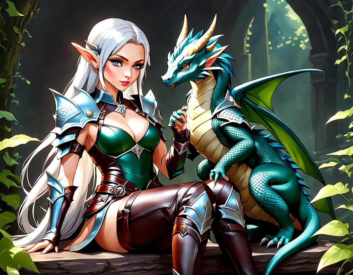 Elf and her dragon