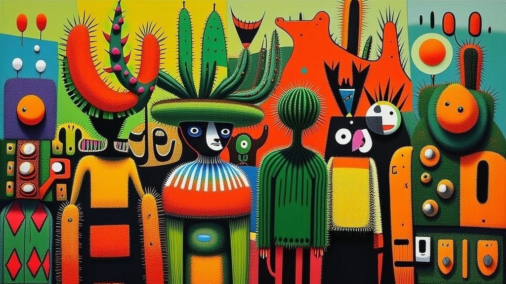 Abstract Expressionist Saturday Scene with Bold Brushstrokes