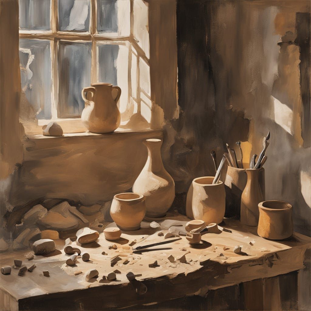 Earthly Clay on a Wood Workbench